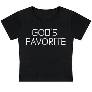 Cherrykitten God’s Favorite Y2K Baby Tee Black